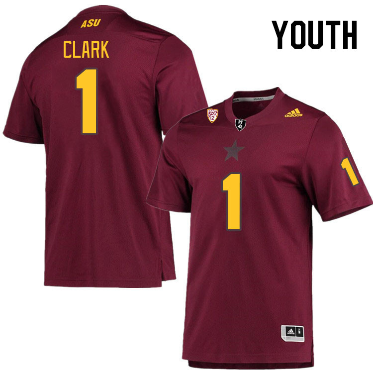 Youth #1 Jordan Clark Arizona State Sun Devils College Football Jerseys Stitched Sale-Maroon
